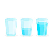 istock Full, half and empty glasses of water. 1397582612