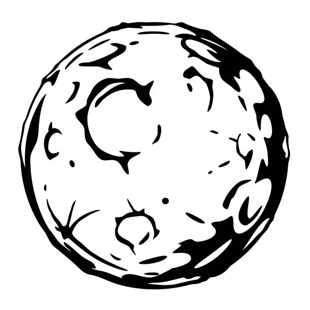 ilustrações de stock, clip art, desenhos animados e ícones de full moon cartoon black and white - moon b&w