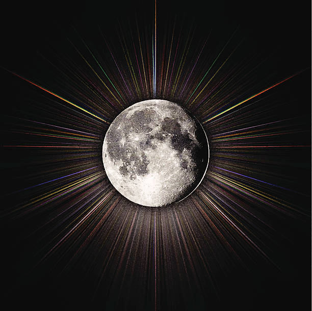 ilustrações de stock, clip art, desenhos animados e ícones de lua cheia com coloridos raios de radiação - supermoon