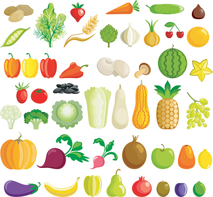 Full set of fruits and vegetables
