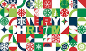 Colorful abstract multi colored Christmas background vector illustration with Abstract Merry Christmas text for use on Christmas cards and designs