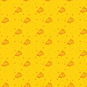 istock Fun and Modern Seamless Pattern of a Pizza on a Funky Bright Orange Background 1193546687