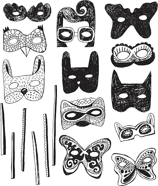 zabawny twarz maska - elvis presley stock illustrations