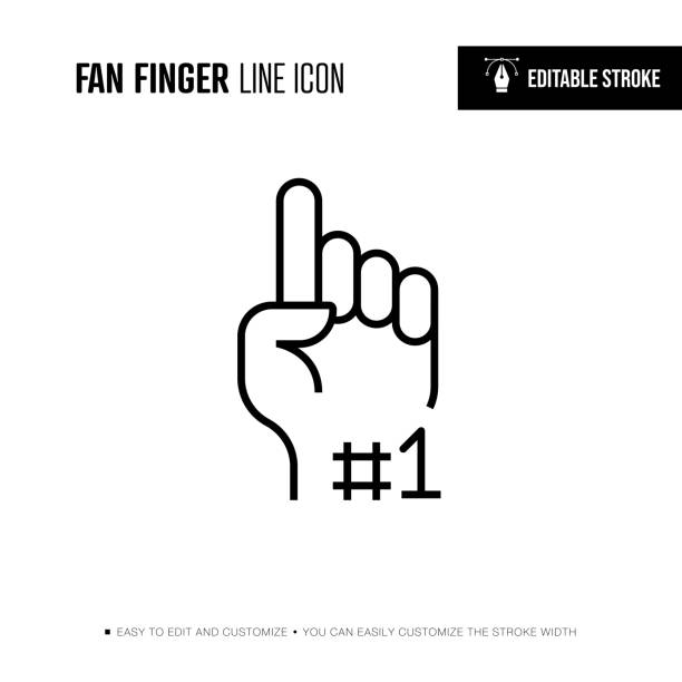 Fun Finger Line Icon - Editable Stroke Fun Finger Line Icon - Editable Stroke number 1 stock illustrations