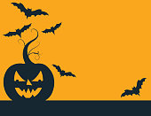 Jack O' Lantern Halloween Pumpkin Background. Lots of room for text.