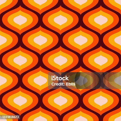 istock Funky Mod Century Modern Geometric Patten With Ogee Motifs. Groovy Sixties And Seventies Seamless Mod Vector Pattern. 1331818673