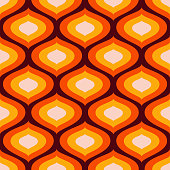 istock Funky Mod Century Modern Geometric Patten With Ogee Motifs. Groovy Sixties And Seventies Seamless Mod Vector Pattern. 1331818673