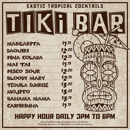 Funky Retro Tiki Bar Advertisement