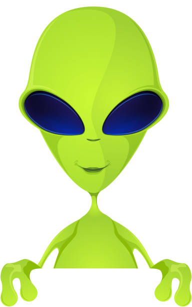 Funny Alien  green alien stock illustrations