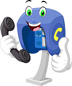 Funny Blue Old Payphone Cartoon
