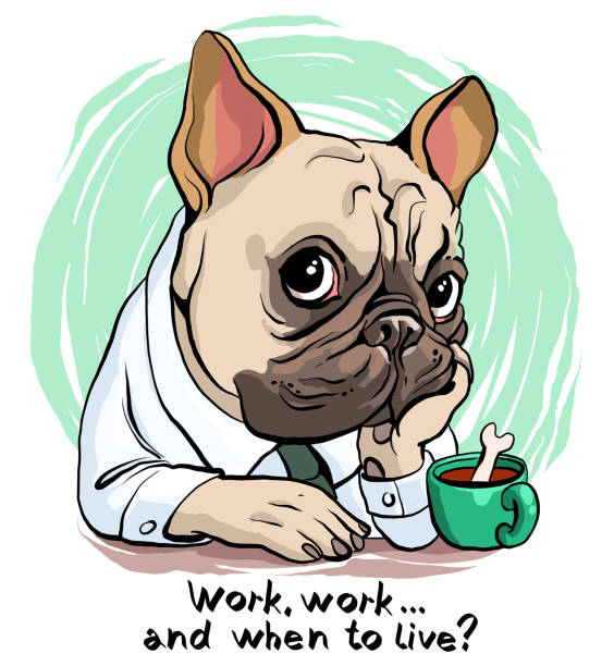 Funny bulldog portrait vector art illustration