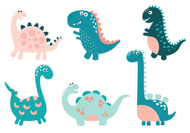 Funny cartoon dinosaurs collection. Vector illustration Funny cartoon dinosaurs collection. Vector illustration dinosaur stock illustrations