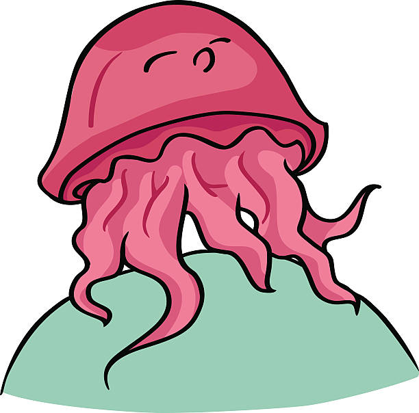 śmieszna kreskówka, jellyfish - medusa stock illustrations