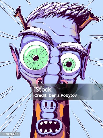 istock Funny cartoon portrait of a fictional character - Mutant. 1324913905