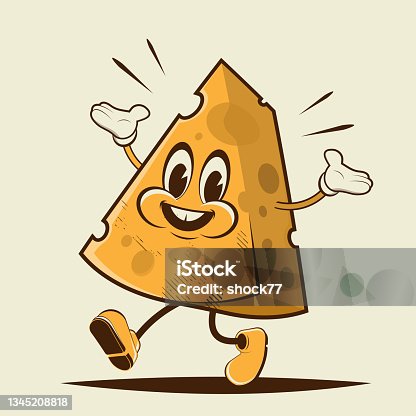 istock funny cheese retro cartoon illustration 1345208818