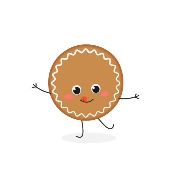 Funny gingerbread cookie character Cheerful cartoon gingerbread cookie character. Vector flat illustration isolated on white background snake with its tongue out stock illustrations