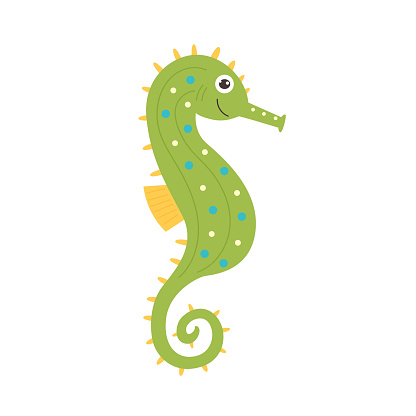 Funny green-yellow seahorse