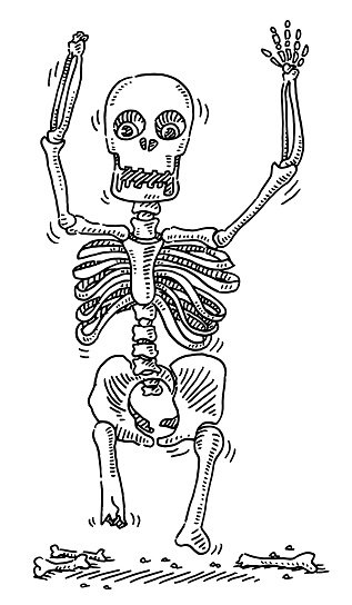 Funny Halloween Cartoon Skeleton Drawing