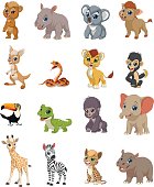 Vector illustration set of funny exotic animals
