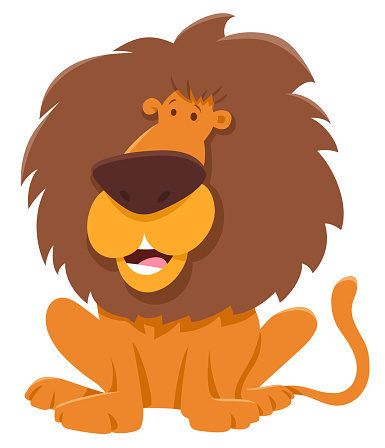 Funny Lion Cartoon Animal Character Stock Illustration - Download Image ...