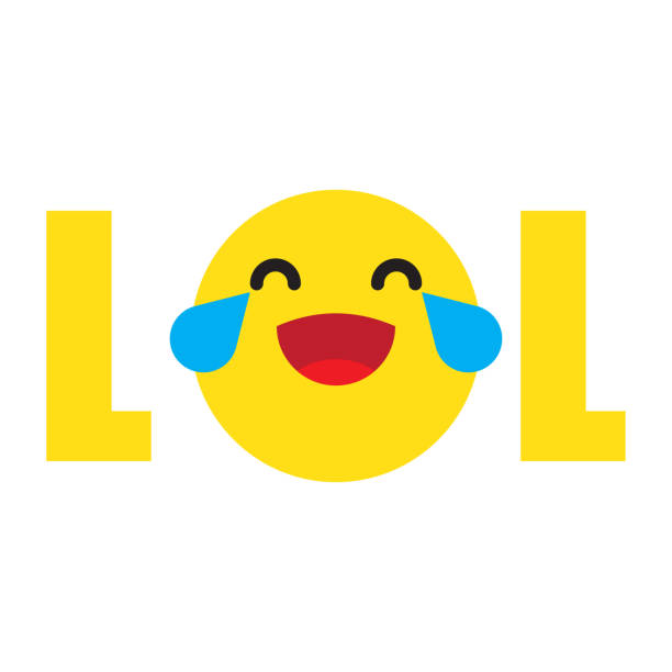 Funny lol emoji illustration LOL! word icon. Lol emoji icon smile face. Vector illustration on white background laughing emoji stock illustrations