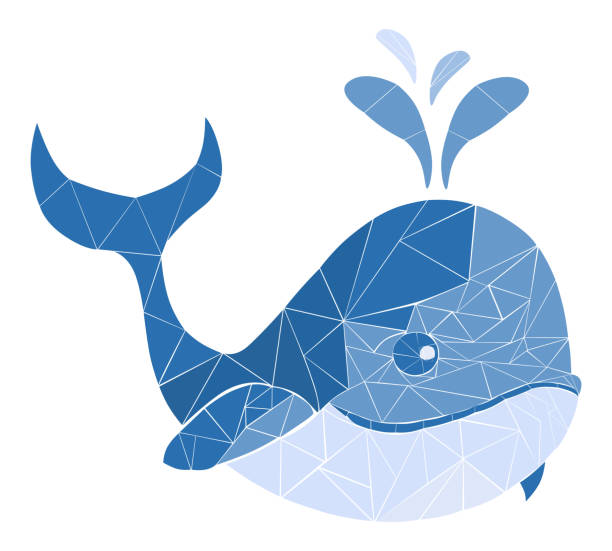 illustrations, cliparts, dessins animés et icônes de drôle de baleine de mosaïque. - event