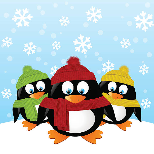 Three Penguins In The Snow Illustrations, Royalty-Free Vector Graphics ... Cute Winter Penguin Wallpaper