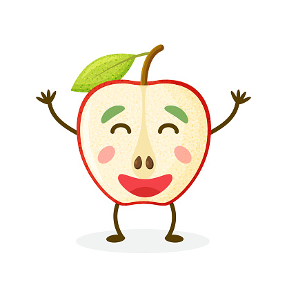 ✓ Imagen de Manzanas rojas y verdes con ojos frutas de dibujos animados  Fotografía de Stock