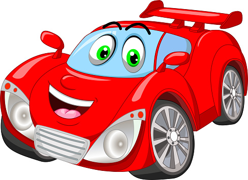 Funny Red Sport Race Car Cartoon
