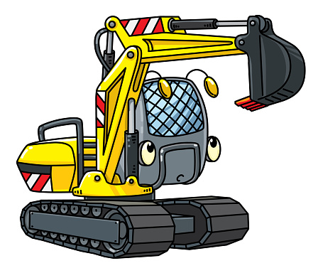 Funny small excavator with eyes