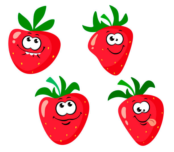 Funny strawberries in cartoon style. Vector isolates on a white background. Funny strawberries in cartoon style. Vector isolates on a white background. strawberry cartoon stock illustrations