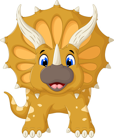 Funny Triceratops Cartoon Look At Camera Stock Illustration - Download Image Now - iStock