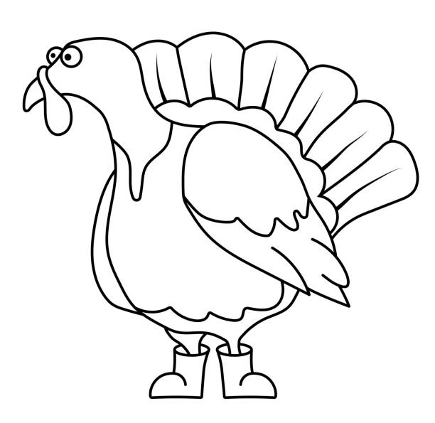 Funny turkey in a linear style for coloring. Children games. Children drawing for coloring. Vector  thanksgiving diner stock illustrations