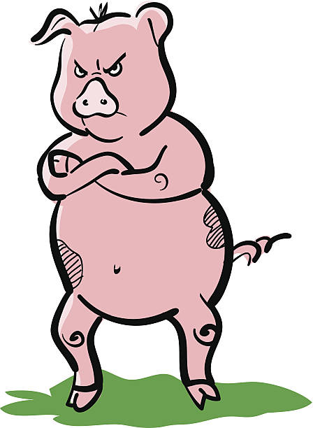 разъярённый свинья мультяшный - pics of a ugly pig stock illustrations.