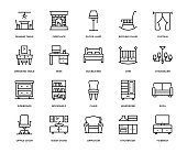 Furniture Icon Set - Thin Line Series