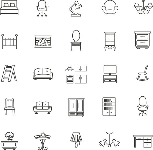 家具アイコンセット - 木製　椅子点のイラスト素材／クリップアート素材／マンガ素材／アイコン素材