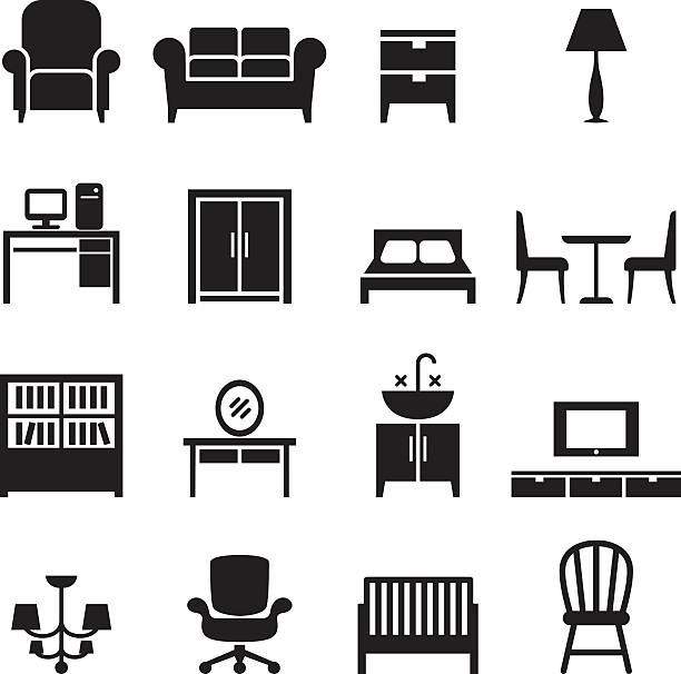 Furniture icons Furniture icons bed furniture silhouettes stock illustrations
