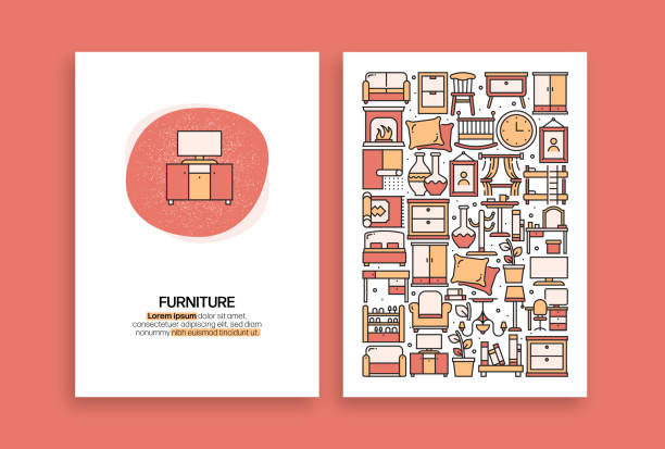 Furniture Related Design. Modern Vector Templates for Brochure, Cover, Flyer and Annual Report. Furniture Related Design. Modern Vector Templates for Brochure, Cover, Flyer and Annual Report. bed furniture backgrounds stock illustrations
