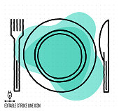 Hand drawn doodle icon for fusion restaurant to use as vector design element. Minimalistic symbol made in the style of editable line illustration.