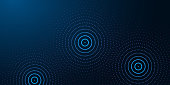 Futuristic abstract banner with abstract water rings, ripples on dark blue background. Modern design vector illustration.