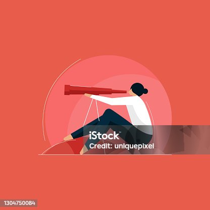 istock futuristic and determination concept, person looking into binoculars, Business Forecasting vision 1304750084