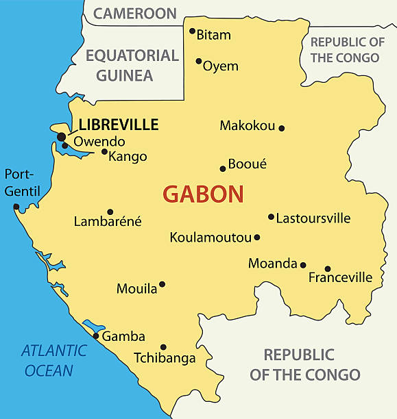 stockillustraties, clipart, cartoons en iconen met gabon - gabonese republic - vector map - gabon