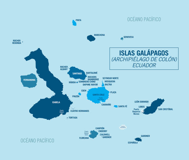 galapagos-inseln, ecuador, mit isolierten inseln leicht zu gruppieren. - galápagos stock-grafiken, -clipart, -cartoons und -symbole