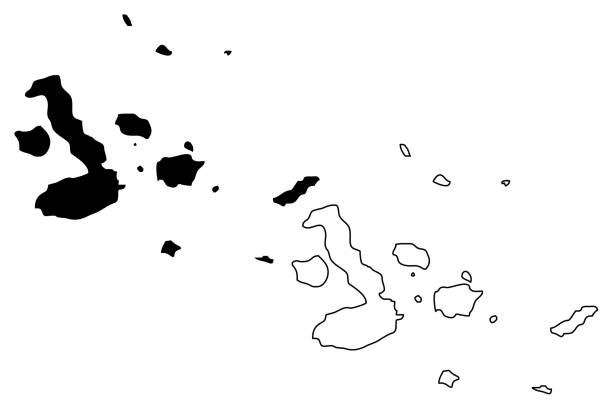 galapagos inseln karte vektor - galápagos stock-grafiken, -clipart, -cartoons und -symbole