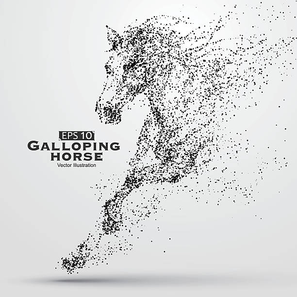 Galloping horse,Many particles,sketch,vector illustration, Galloping horse,Many particles,sketch,vector illustration,The moral development and progress. horse backgrounds stock illustrations