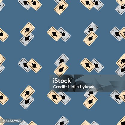 istock Game cards spades seamless pattern. Design gambling. 1364632953