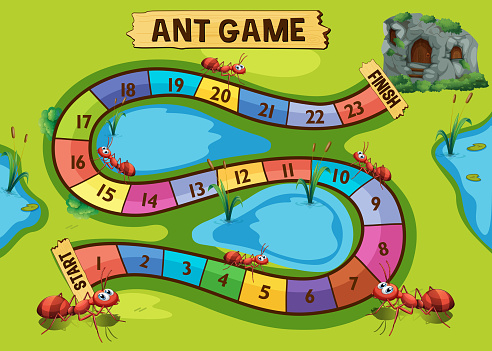 Game template with ant colony in background illustration vector