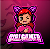 Vector Illustration of Gamer girl mascot esport logo design