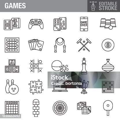 istock Games Editable Stroke Icon Set 1220653492