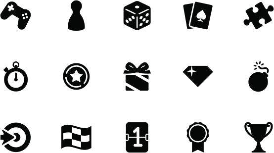 A collection of games icons, in various sizes and formats: